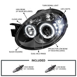 Coolstuffguru Compatible with Dodge Neon Srt4 Black Dual Halo Led Projector Headlights