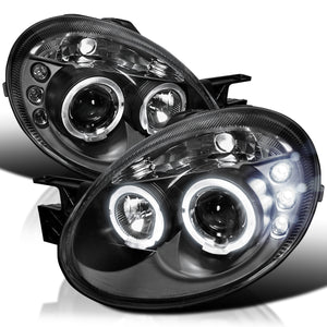 Coolstuffguru Compatible with Dodge Neon Srt4 Black Dual Halo Led Projector Headlights