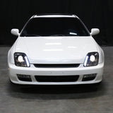 Coolstuffguru Compatible with Honda Prelude Black Clear SMD LED Projector Headlights Replacement