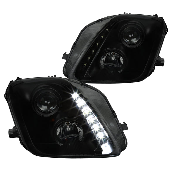 Coolstuffguru Compatible with Honda Prelude Black/Smoke SMD LED DRL Replacement Projector Headlights Lamps