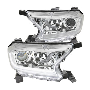 Coolstuffguru Chrome Housing Clear Lens Sequential Projector Headlights Compatible with Ford Ranger XL/XLT 2019-2021, L+R Pair Head Lights Lamps