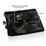 Coolstuffguru Compatible with Ford Ranger Smoke Halo Projector Headlights+Tint Corner Signal Lamps