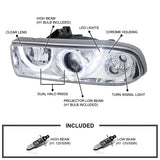 Coolstuffguru Compatible with Chevy S10 Blazer Pickup Chrome Halo SMD LED Projector Headlights