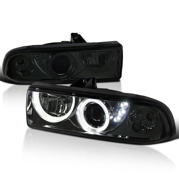 Coolstuffguru Compatible with Chevy S10 Blazer Pickup Smoke SMD Halo LED Projector Headlights