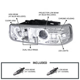 Coolstuffguru Compatible with Chevy Silverado Tahoe Suburban Chrome Halo LED Projector Headlights