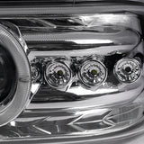 Coolstuffguru Chrome Housing Clear Lens LED Halo Projector Headlights + Bumper Lights Compatible with Chevy Silverado 1999-2002, 00-06 Tahoe Suburban, L+R Pair Head Light Lamp Assembly