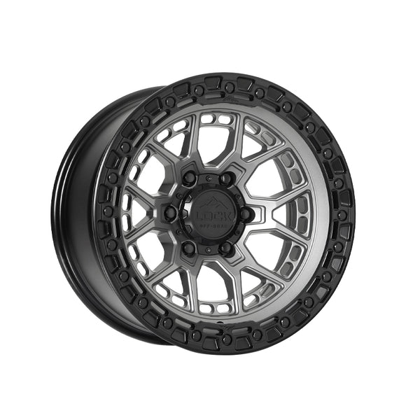 1 X Lock Off Road Commando 20X10 8X165.1 125.2 Hub 4.79 Offset Matte Grey W Matte Black Ring Wheel Rim