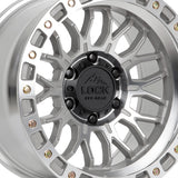 1 X Lock Off Road Combat 20x9 6x135 87.1 Hub 5 Offset Machine With Clear Coat Wheel Rim