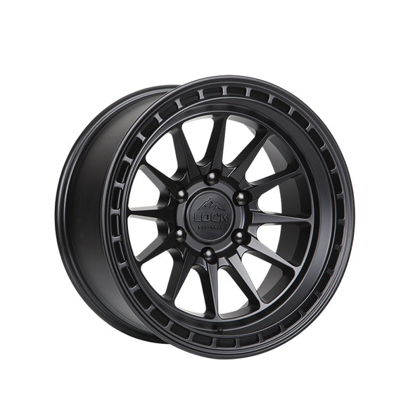 1 X Lock Off Road Baja 17X8 5X114.3 73.1 Hub 6.07874015748031 Offset Matte Black W Matte Black Ring Wheel Rim