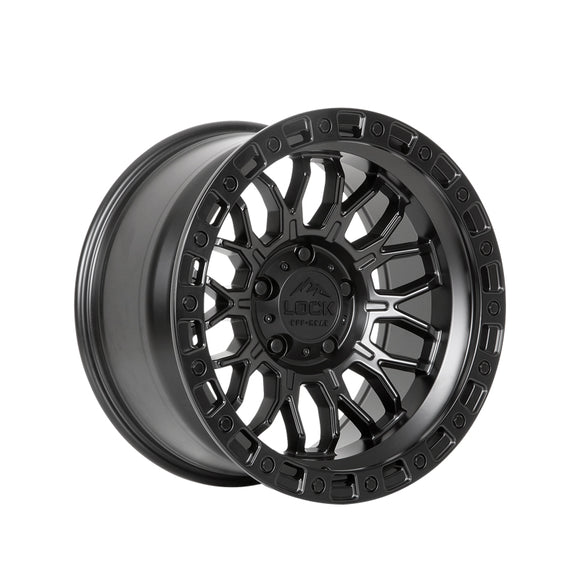 1 X Lock Off Road Combat 17X9 6X139.7 106.2 Hub 5.04 Offset Matte Black W Matte Black Ring Wheel Rim