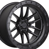 1 X Lock Off Road Krawler 20X9 8X180 124.3 Hub 5.79 Offset Matte Black W Matte Black Ring Wheel Rim