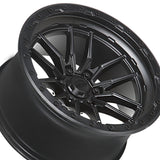 1 X Lock Off Road Krawler 20X9 8X180 124.3 Hub 5.79 Offset Matte Black W Matte Black Ring Wheel Rim