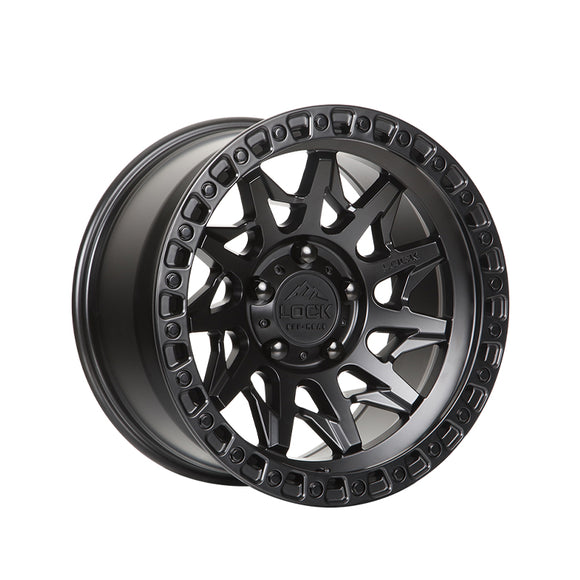 1 X Lock Off Road Lunatic 18X9 5X127 71.5 Hub 4.53 Offset Matte Black W Matte Black Ring Wheel Rim