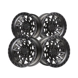 1 X Lock Off Road Lunatic 20X9 8X165.1 125.2 Hub 5.79 Offset Matte Black W Matte Black Ring Wheel Rim