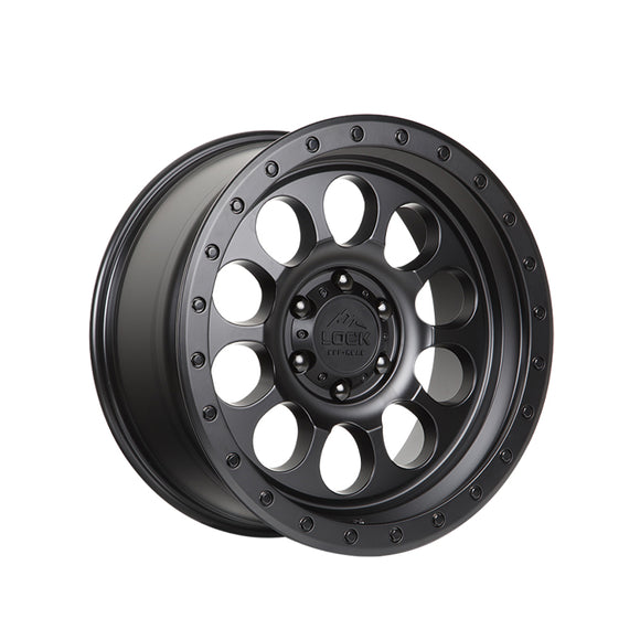 1 X Lock Off Road 50CAL 17x9 5x127 71.5 Hub 4.53 Offset Matte Black W Matte Black Ring Wheel Rim