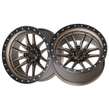 1 X Lock Off Road Krawler 17x9 6x139.7 106.2 Hub 4.53 Offset Matte Bronze W Matte Black Ring Wheel Rim