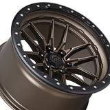 1 X Lock Off Road Krawler 20X10 8X165.1 125.2 Hub 4.79 Offset Matte Bronze W Matte Black Ring Wheel Rim