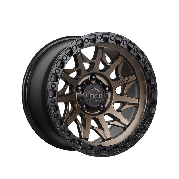 1 X Lock Off Road Lunatic 20x10 6x135 87.1 Hub 4.79 Offset Matte Bronze W Matte Black Ring Wheel Rim