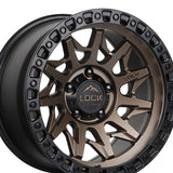 1 X Lock Off Road Lunatic 20X9 8X165.1 125.2 Hub 5.04 Offset Matte Bronze W Matte Black Ring Wheel Rim