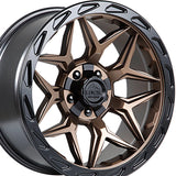 1 X Lock Off Road Matrix 20x10 6x135/6x139.7 106.2 Hub 4.79 Offset Matte Bronze W Matte Black Ring Wheel Rim