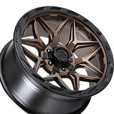 1 X Lock Off Road Matrix 22x10 5x127/5x139.7 87.1 Hub 4.79 Offset Matte Bronze W Matte Black Ring Wheel Rim