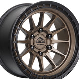 1 X Lock Off Road Baja 17X8 6X130 84.1 Hub 6 Offset Matte Desert Bronze W Matte Black Ring Wheel Rim