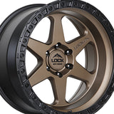 1 X Lock Off Road Olympus 20x10 6x139.7 106.2 Hub 4.79 Offset Matte Bronze W Matte Black Ring Wheel Rim