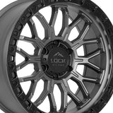 1 X Lock Off Road Combat 20x10 8x165.1 125.2 Hub 4.79 Offset Matte Grey W Matte Black Ring Wheel Rim