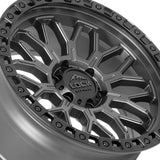1 X Lock Off Road Combat 20x9 5x127 71.5 Hub 5 Offset Matte Grey W Matte Black Ring Wheel Rim