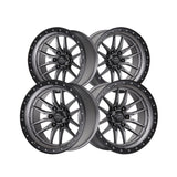 1 X Lock Off Road Krawler 18x9 5x127 71.5 Hub 5.04 Offset Matte Grey W Matte Black Ring Wheel Rim