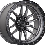 1 X Lock Off Road Krawler 20x9 6x139.7 106.2 Hub 5 Offset Matte Grey W Matte Black Ring Wheel Rim