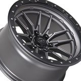 1 X Lock Off Road Krawler 22x10 6x135 87.1 Hub 4.79 Offset Matte Grey W Matte Black Ring Wheel Rim