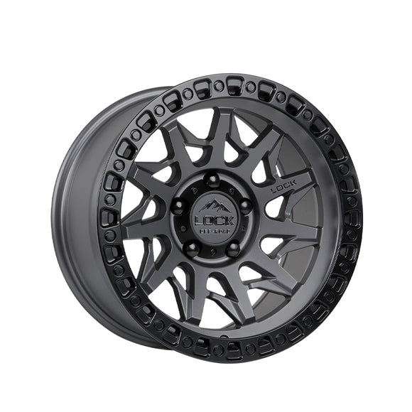 1 X Lock Off Road Lunatic 17x9 6x139.7 106.2 Hub 4.53 Offset Matte Grey W Matte Black Ring Wheel Rim