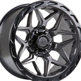 1 X Lock Off Road Matrix 22x10 6x135/6x139.7 106.2 Hub 4.79 Offset Matte Grey W Matte Black Ring Wheel Rim