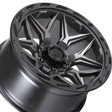 1 X Lock Off Road Matrix 20X10 6X135/6X139.7 106.2 Hub 4.79 Offset Matte Grey W Matte Black Ring Wheel Rim