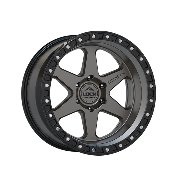 1 X Lock Off Road Olympus 20x9 5x127 71.5 Hub 5 Offset Matte Grey W Matte Black Ring Wheel Rim