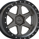 1 X Lock Off Road Olympus 17x9 6x139.7 106.2 Hub 4.53 Offset Matte Grey W Matte Black Ring Wheel Rim