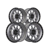 1 X Lock Off Road 50CAL 20x9 6x139.7 106.2 Hub 4.53 Offset Matte Grey W Matte Black Ring Wheel Rim