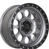 1 X Lock Off Road 50CAL 20x9 6x139.7 106.2 Hub 4.53 Offset Matte Grey W Matte Black Ring Wheel Rim