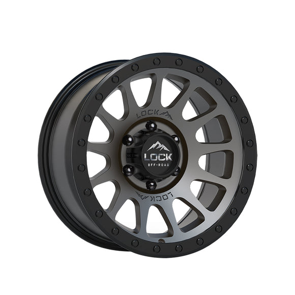 1 X Lock Off Road Yosemite 20x10 5x127 71.5 Hub 4.79 Offset Matte Grey W Matte Black Ring Wheel Rim