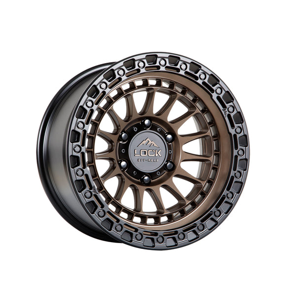 1 X Lock Off Road Mojave 20X9 6X135 87.1 Hub 5 Offset Matte Bronze W Matte Black Ring Wheel Rim
