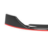 Coolstuffguru Glossy Black Red Trims Front Bumper Lip Spoiler 3PC Compatible with Mercedes Benz W205 2019-2021