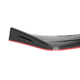 Coolstuffguru Universal Glossy Black Red Trims Front Bumper Lip Spoiler Splitter Kits 3PC