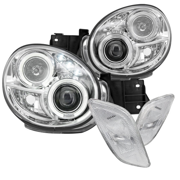 Coolstuffguru Compatible with Subaru Impreza WRX Chrome Halo LED Projector Headlights+Clear Side Markers