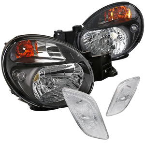 Coolstuffguru Compatible with Subaru Impreza WRX Outback Black Clear Headlights+Clear Side Marker Pair