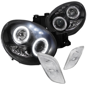 Coolstuffguru Compatible with Subaru Impreza Halo LED Black Projector Headlights+Chrome Clear Side Marker