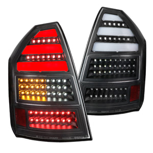 Coolstuffguru Black Housing Clear Lens LED Bar Tail Lights Compatible with Chrysler 300C 2005-2007 L+R Pair Taillight Assembly