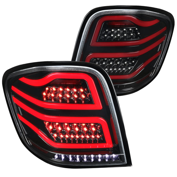 Coolstuffguru Compatible with Mercedes Benz W164 ML-Class Full LED Brake Jet Black Tail Lights Parking Lamps