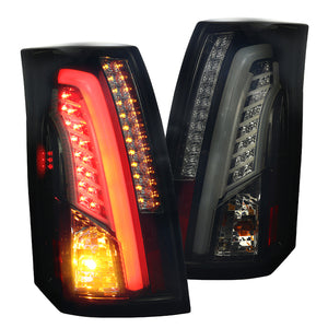 Coolstuffguru Compatible with Cadillac CTS Glossy Black LED Bar Tail Lights Brake Lamps Smoke Lens