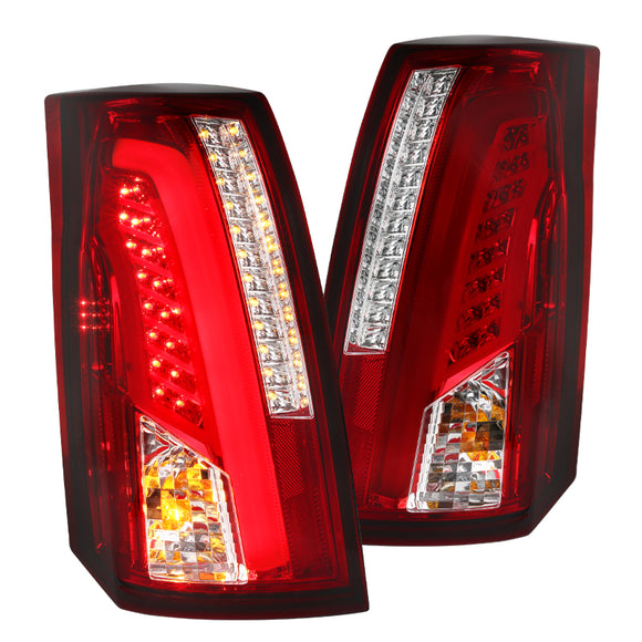 Coolstuffguru Compatible with Cadillac CTS Chrome Red LED Bar Tail Lights Brake Lamps Left+Right